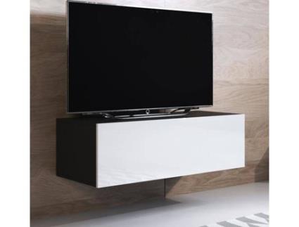 Móvel de TV MÓVEIS BONITOS Luke H1 (100 x 40 x 30 cm - Melamina - Preto e Branco)