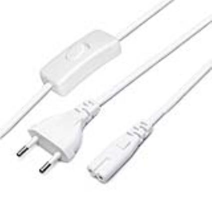 Cabo de alimentação com interruptor 2 x 075mm ficha eu-c7 15m. branco
