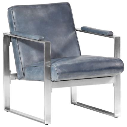Poltrona  Couro Genuíno Cinzento (60x73x77 cm)