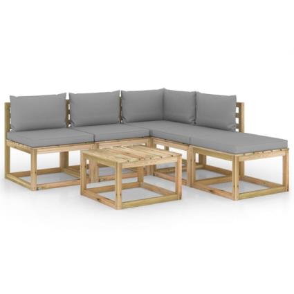 Conjunto de Jardim  com Almofadas e Repousa-pés (Castanho - Madeira - 64x64x70 cm)