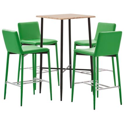 Conjunto de Bar  5 Peças (Verde - Couro Artificial - 60 x 60 x 111 cm)