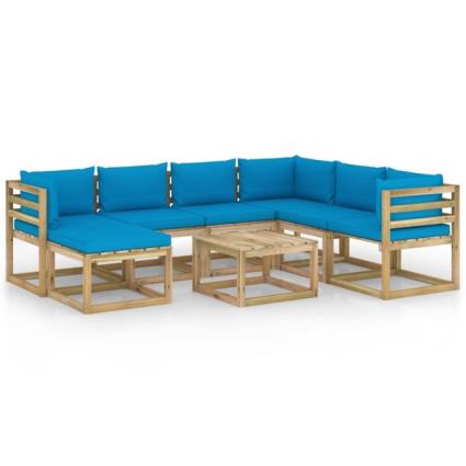 Conjunto de Jardim  com Almofadas e Repousa-pés (Castanho - Madeira - 60x60x36,5 cm)