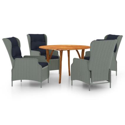 Conjunto de Jantar Exterior  5 Peças (Cinzento - Rattan - 120x75 cm)