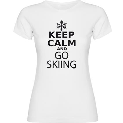 Camiseta De Manga Curta Keep Calm And Go Skiing M White
