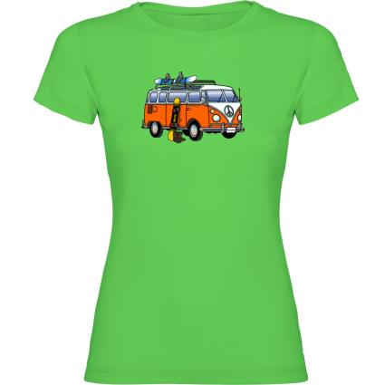 Camiseta De Manga Curta Hippie Van Snowboard S Light Green