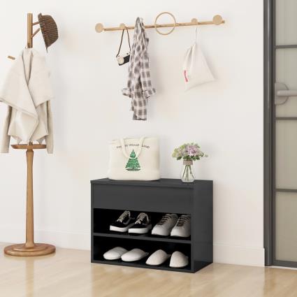 Sapateira  com Banco (Cinzento - Aglomerado de Madeira - 60x30x45 cm)