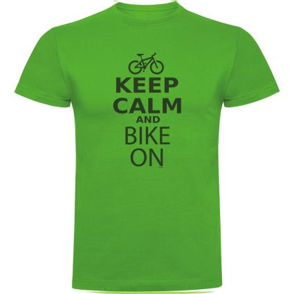 Camiseta De Manga Curta Keep Calm And Bike On S Green