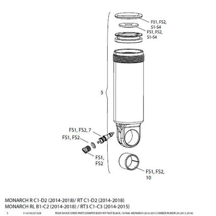 Monarch Damper Body Camber Evo 29 197 x 48 mm Black