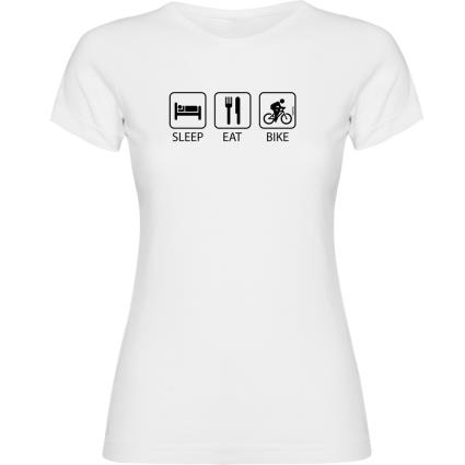Camiseta De Manga Curta Sleep Eat And Bike M White