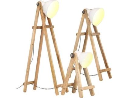 Conjunto 3 Candeeiros de Chão  Ferro Branco (25W - E27 - 28 x 65 x 15 cm)