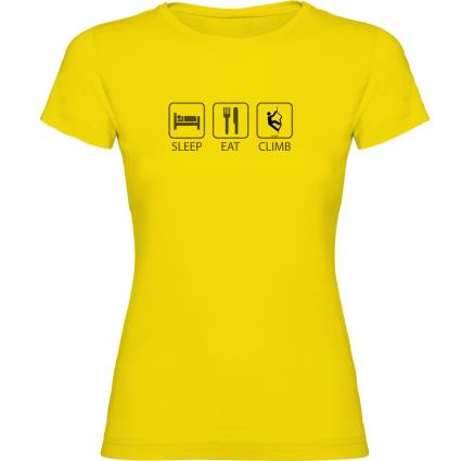 Camiseta De Manga Curta Sleep Eat And Climb L Yellow