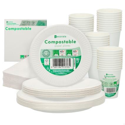 Talheres Descartáveis Biodegradable 180 Peças One Size White