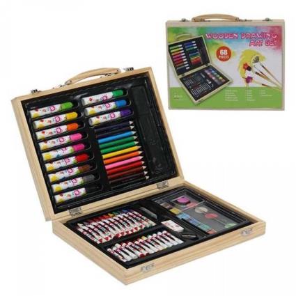 Estojo De Pinturas De Madeira 68 Peças One Size Multicolor