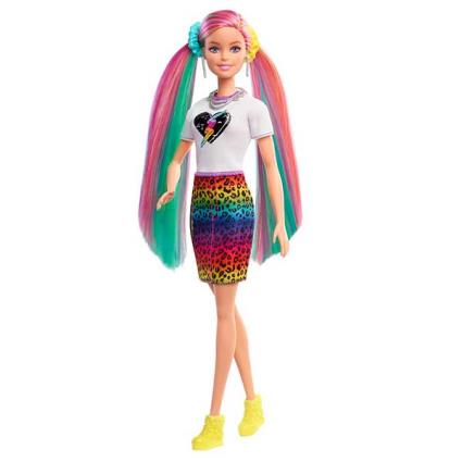 Boneca Loira De Cabelo Arco-íris Com Saia De Chita E Acessórios De Moda E Cabelo De Brinquedo One Size Multicolor