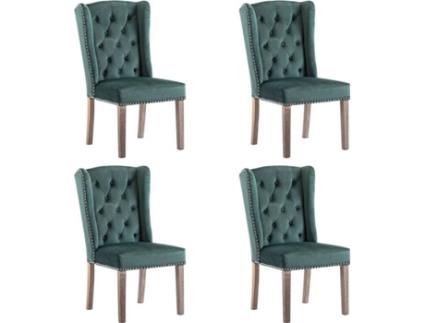 Conjunto 4 Cadeiras de Jantar  3055854 (Verde - Tecido - 55 x 69 x 108.5 cm)