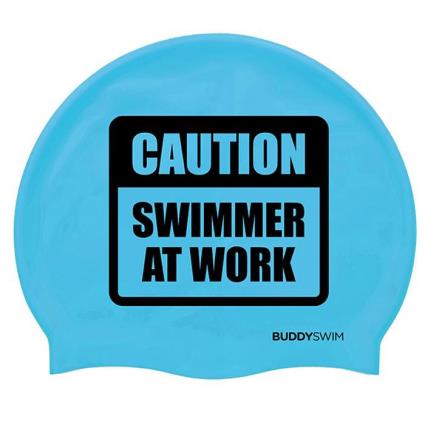 Touca Natação Caution Swimmer At Work Silicone One Size Blue