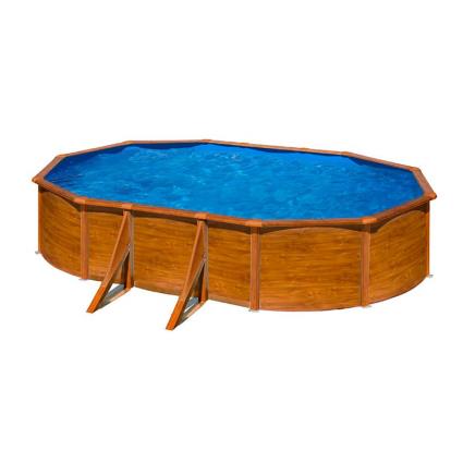 Pacific Steel Wood Aspect Pool 500x300x120 Cm 500 x 300 x 120 cm Brown / Blue