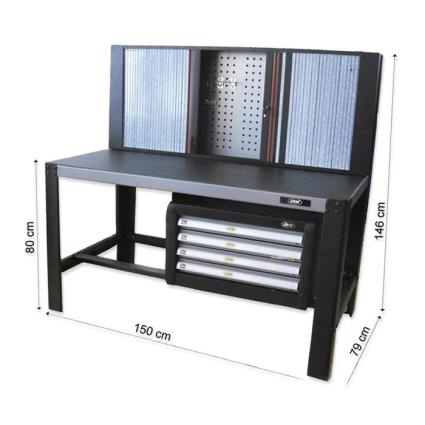 MESA DE TRABALHO JBM COM 4 GAVETAS INFERIORES E PERSIANA DE CORRER 51428