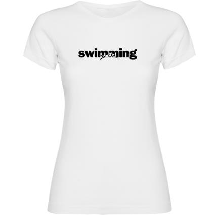 Camiseta De Manga Curta Word Swimming L White