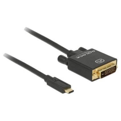 Usb C Para Cabo De Vídeo Dvi 24+1 Pin 4k 30hz 2m One Size Black