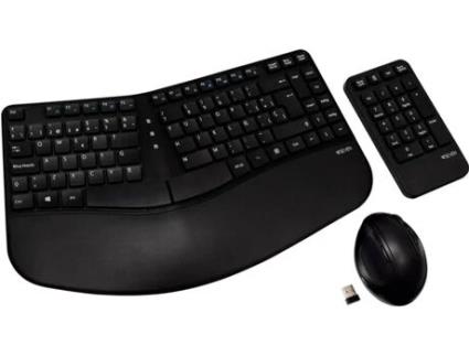 Teclado E Mouse Sem Fio Ergonomic Spanish QWERTY Black