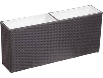 Floreira  Vime 2 Vasos (Preto - 90x20x40 cm)