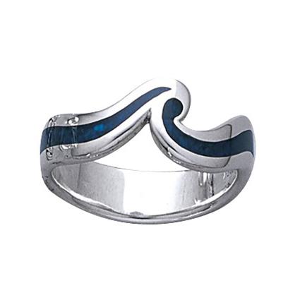 Wave Ring 9 Silver / Blue