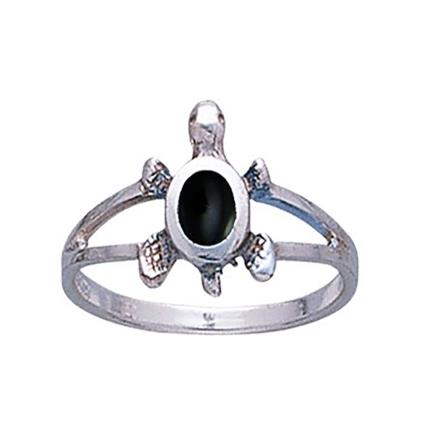 Turtle Ring 9 Silver / Blue