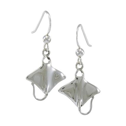 Manta Ray Long Hook Earring One Size Silver