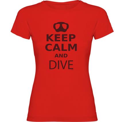 Camiseta De Manga Curta Keep Calm And Dive S Red