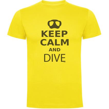 Camiseta De Manga Curta Keep Calm And Dive M Yellow