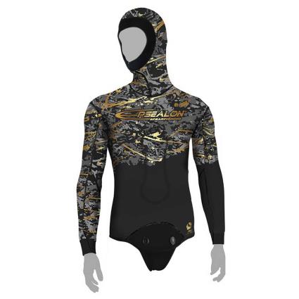 Jaqueta De Caça Submarina Fusion Skin Sd 7 Milímetros XS Black / Grey / Gold
