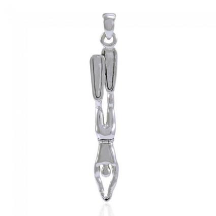 Male Descending Free Diver Pendant One Size Silver