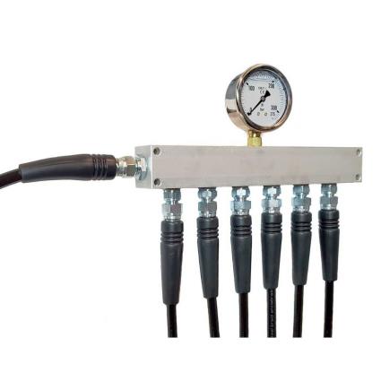 Manifold Block With Gauge Coltri Inlet 6 Outlets One Size Steel