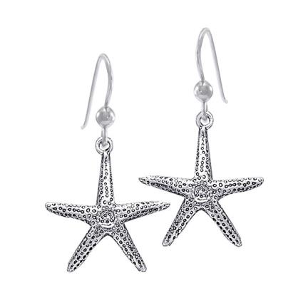 Starfish Long Hook Earring One Size Silver