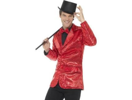 Fato de Homem  Casaco De Lantejoulas Vermelho (Tam: XL)