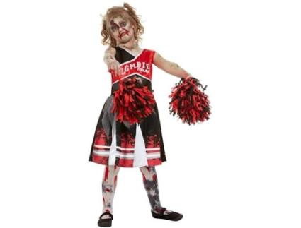 Fato de Menina  Cheerleader Zombie Vermelho (Tam: 7 a 9 anos)