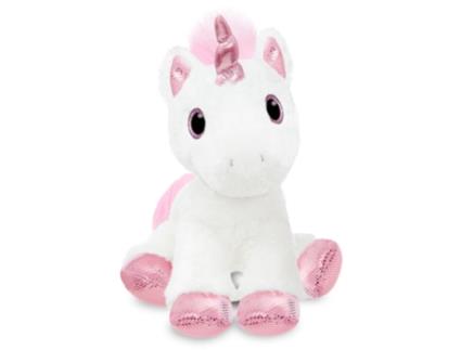 Peluche  Unicórnio Branco e Rosa 31 cm