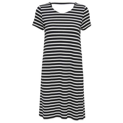 Vestido Longo Com Cordões Bera Bak M Black / Stripes Cloud Dancer