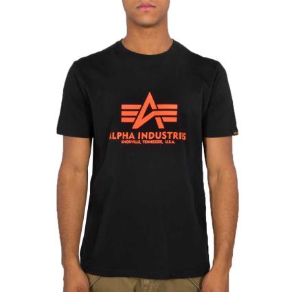 Camiseta De Manga Curta Basic Neon Print XS Black / Neon Orange