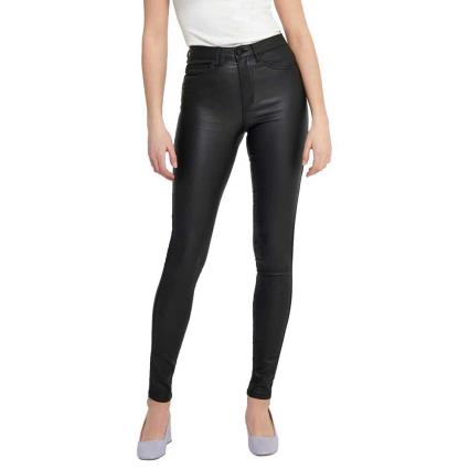 Cintura Alta Real Calças Skinny Rock Coated Pim XL Black