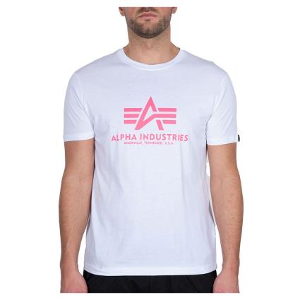 Camiseta De Manga Curta Basic Neon Print XS White / Neon Pink