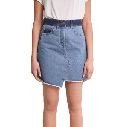 Saia Push In Secret Glamour Contrast Denim Mini 28 Blue