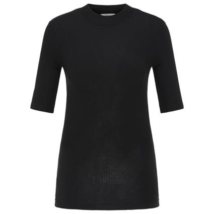 Camiseta De Manga Curta Ribbed L Black