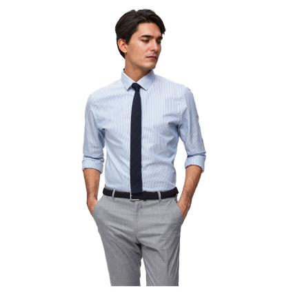Camisa Manga Comprida Slim New Mark XL Sky Blue / Stripes Stripes
