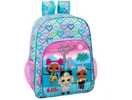 Mochila  LOL Surprise Hearts Azul e Rosa (33x42x14cm)
