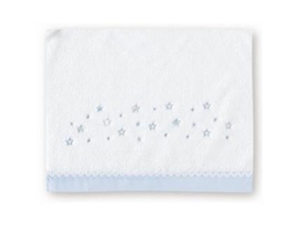 Lençol Algodão  para Berço Star Branco e Azul
