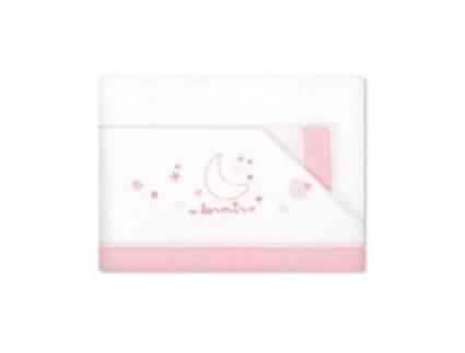 Lençol Algodão  para Berço a Dormir Branco Rosa