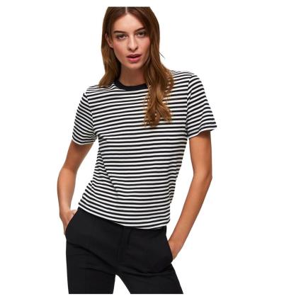 Camiseta De Manga Curta My Perfect Box Cut-stripe S Black / Stripes Snow White