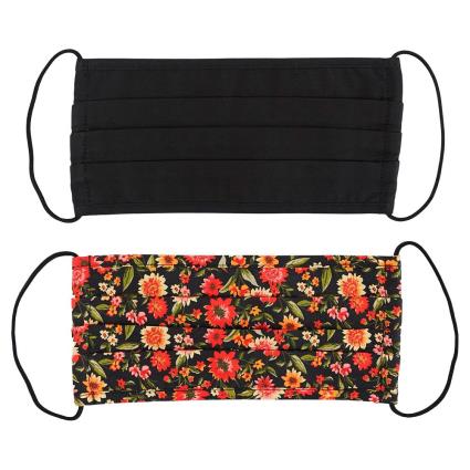 Community 2 Pacote Enfrentar Máscara One Size Black / Aop 2 Pack Black Flower And Solid